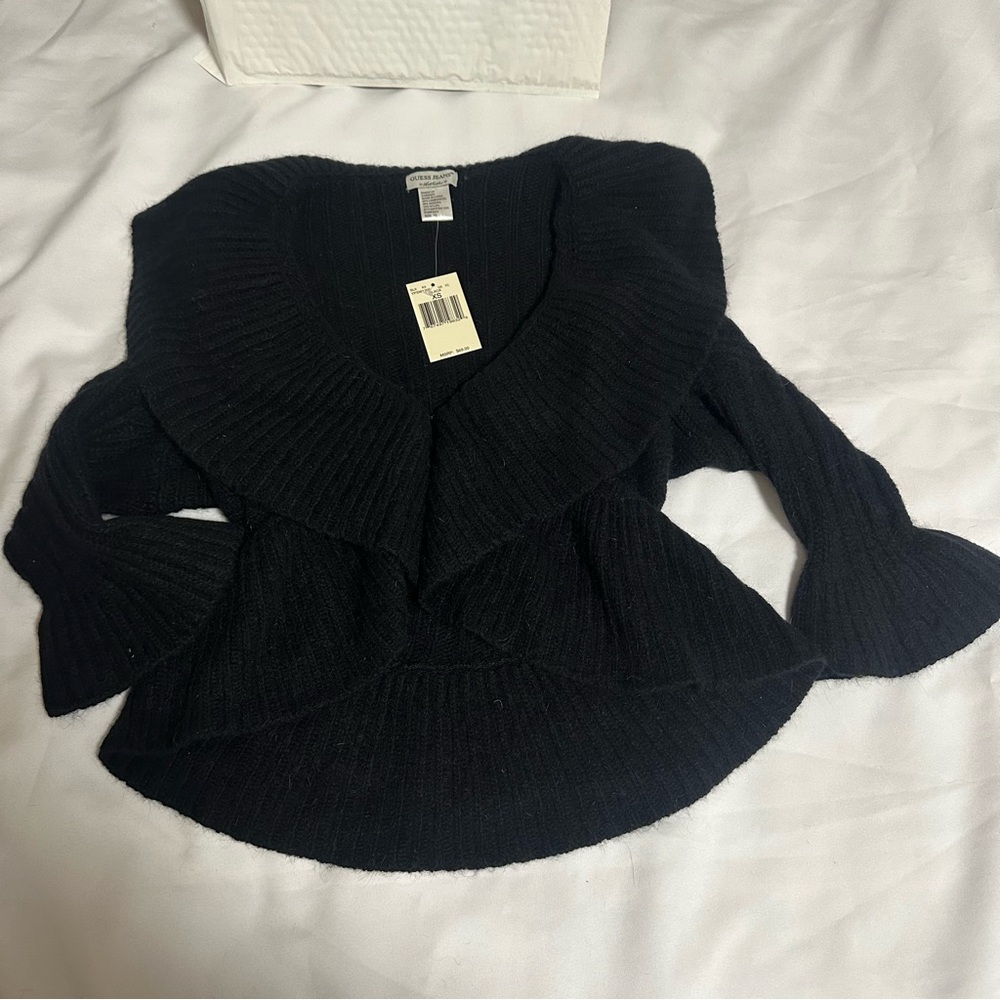 Guess Women's Black Ruffled Cardigan
